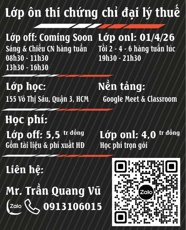 lớp ôn thi đại lý thuế 2026